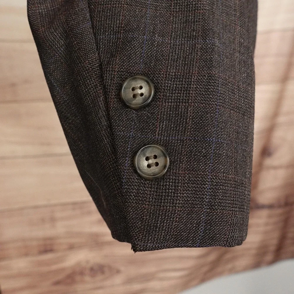 Vintage Brooks Brothers Blazer Mens 39R? Brown Check Sport Coat Jacket